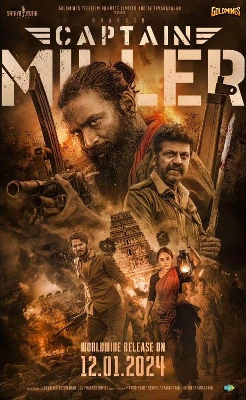 poster of Captain Miller 2024 Hindi Dubbed (Clean) Movie