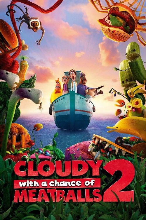 poster of Cloudy with a Chance of Meatballs 2 (2013) Hindi Dubbed Movie