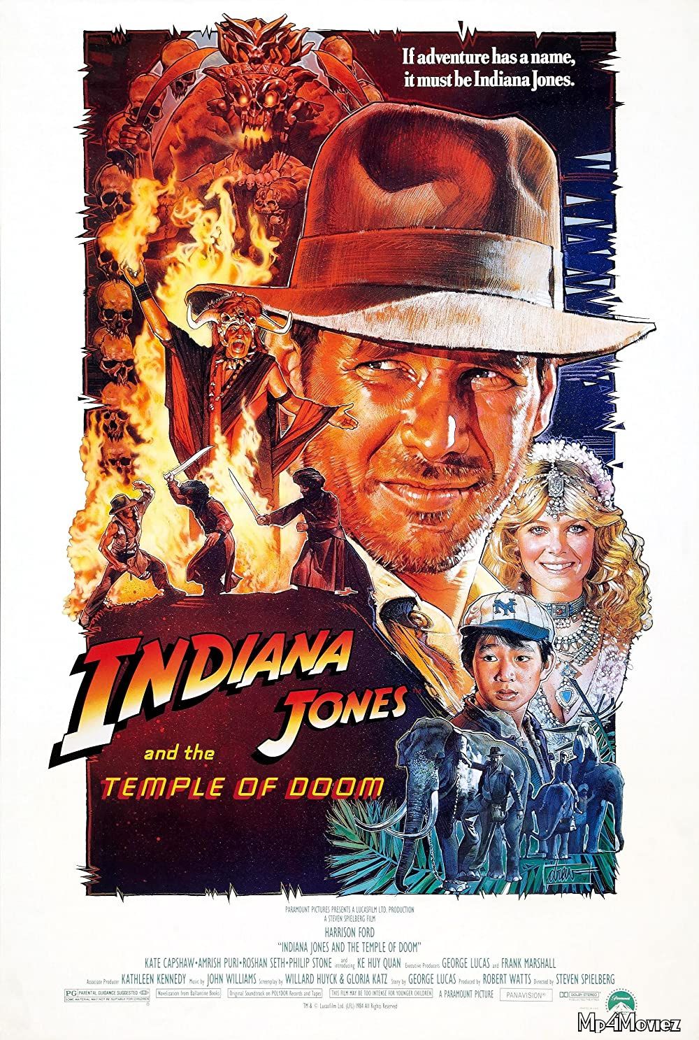 poster of Indiana Jones And The Temple Of Doom (1984) Hindi Dubbed BluRay