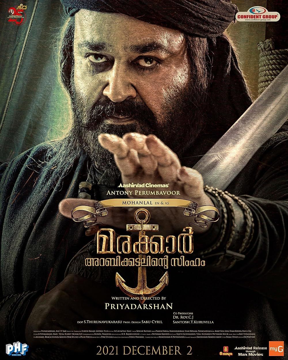 poster of Marakkar Lion of the Arabian Sea (2021) Hindi Dubbed