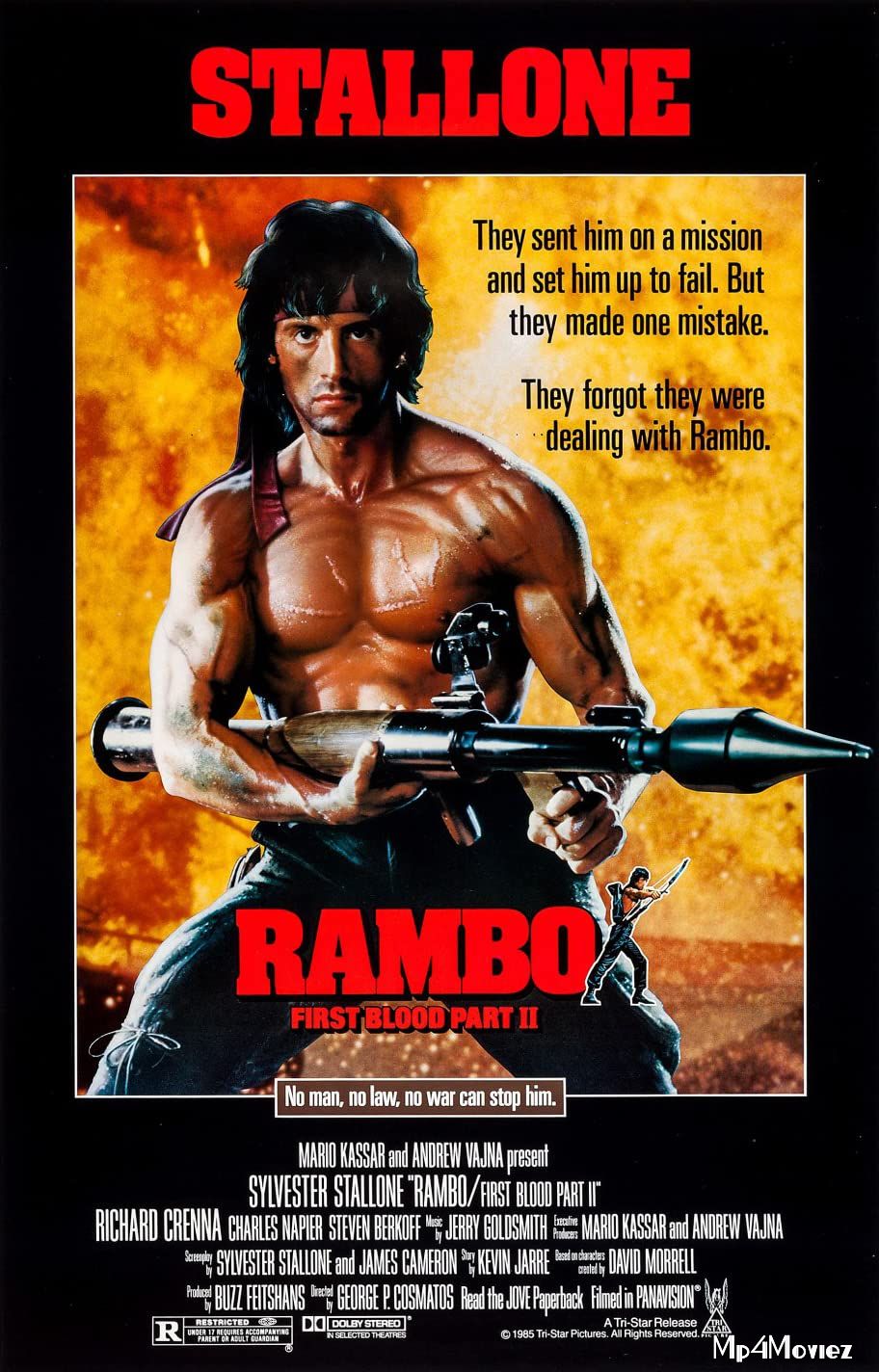 poster of Rambo First Blood Part II 1985 Hindi Dubbed Full Movie