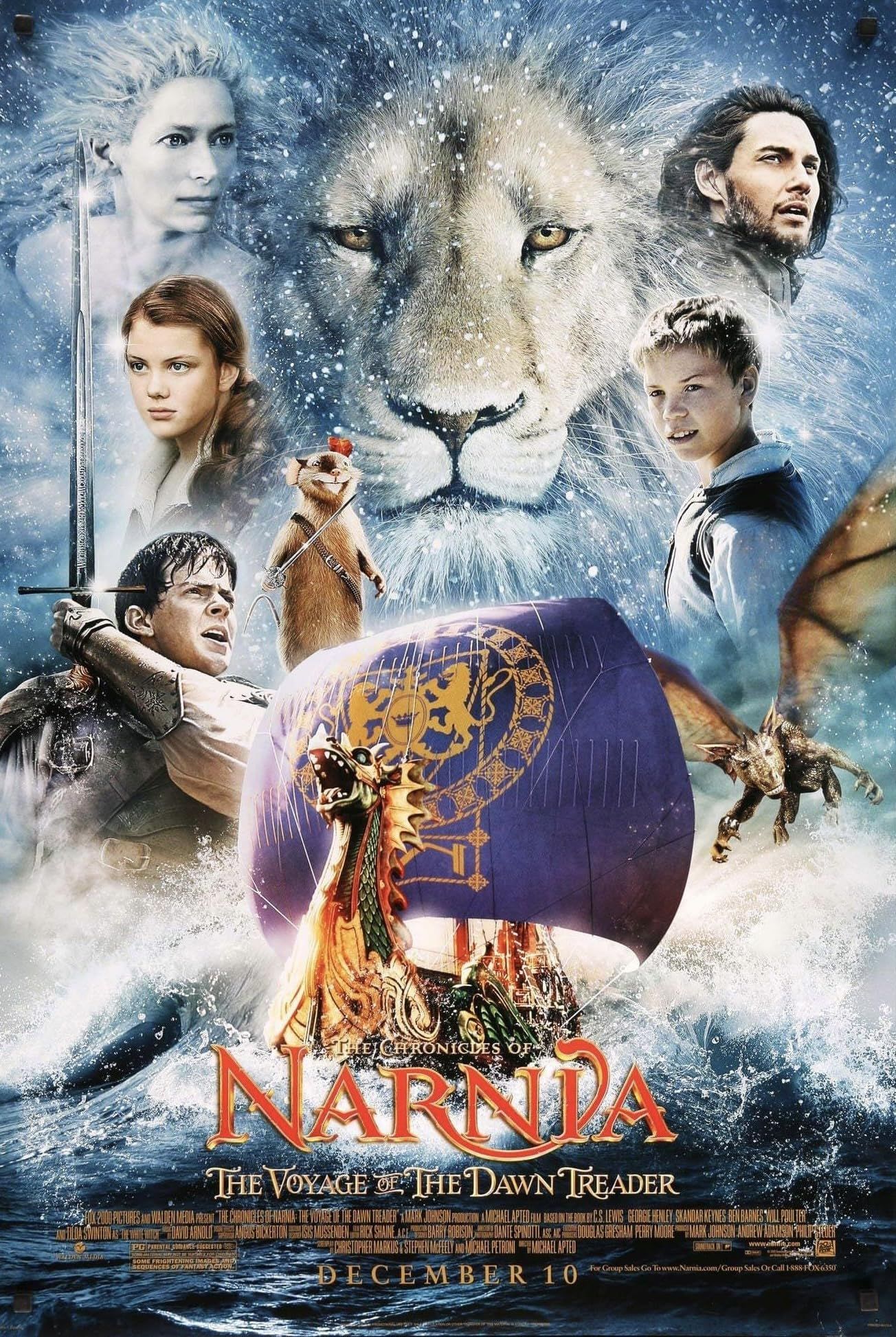 poster of The Chronicles of Narnia The Voyage of the Dawn Treader 2010 Hindi Dubbed Movie